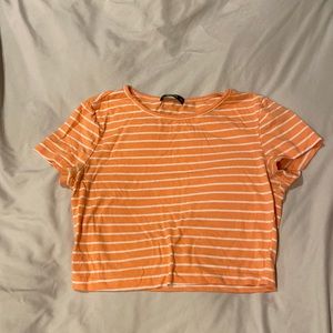 Peach and white striped croptop